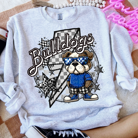Bulldogs Checkered Lightning Bolt Blue