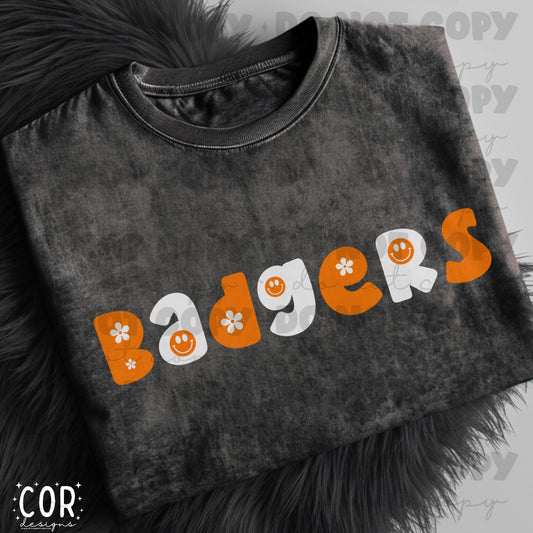 Badgers Orange And White Flowers And Heart Letters
