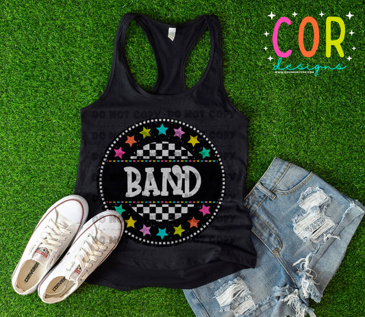 Band Colored Stars Checkered Circle