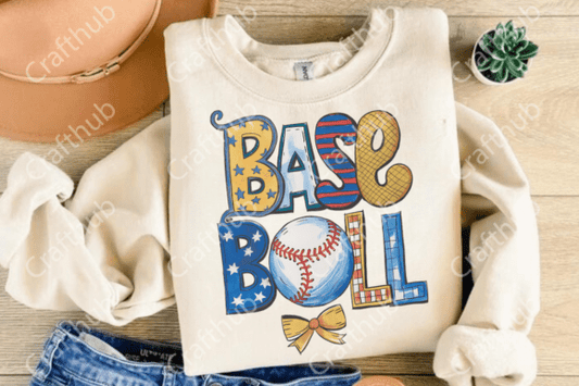 Baseball Blue Bow