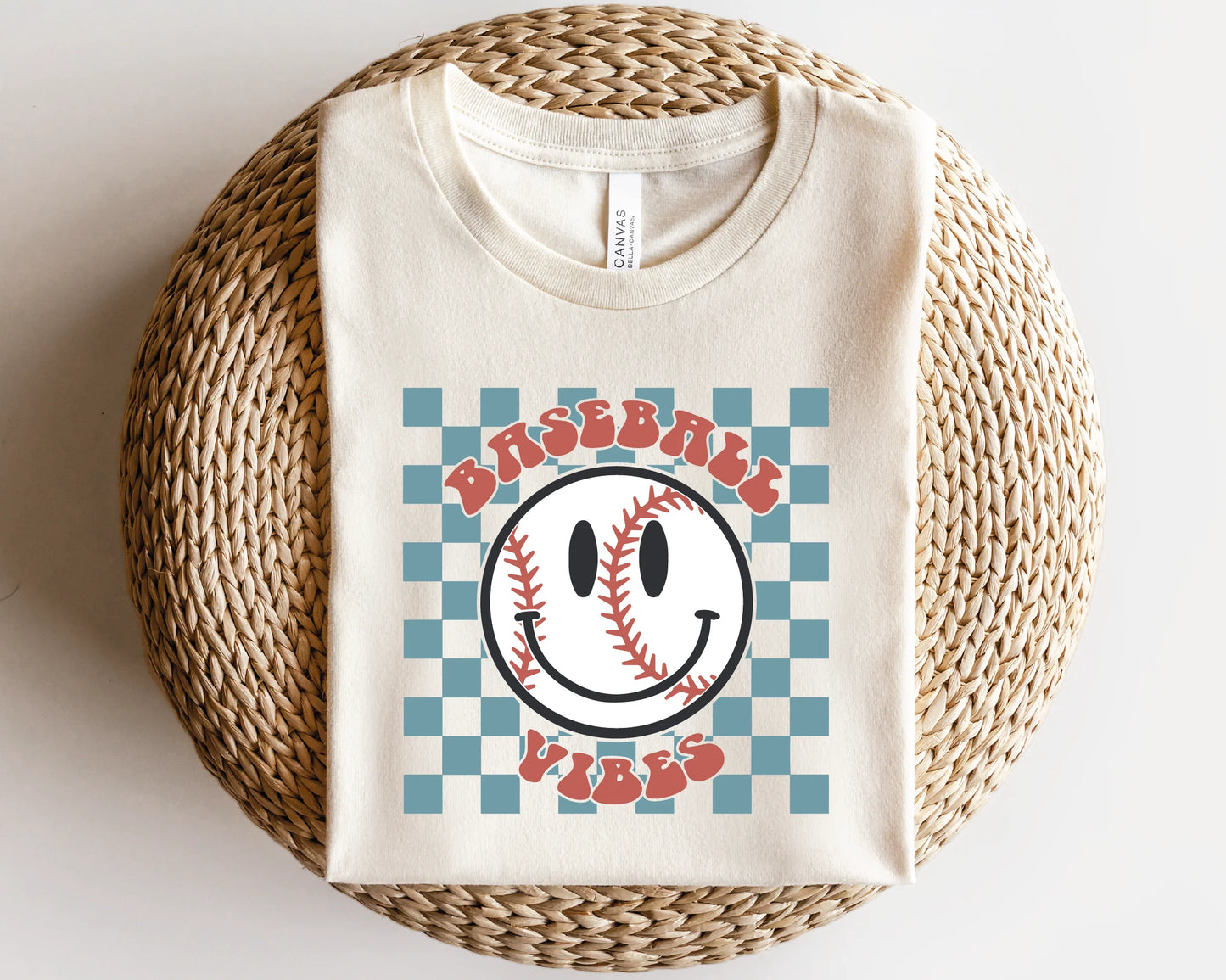 Baseball vibes blue checkered