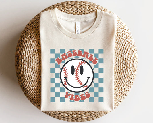 Baseball vibes blue checkered