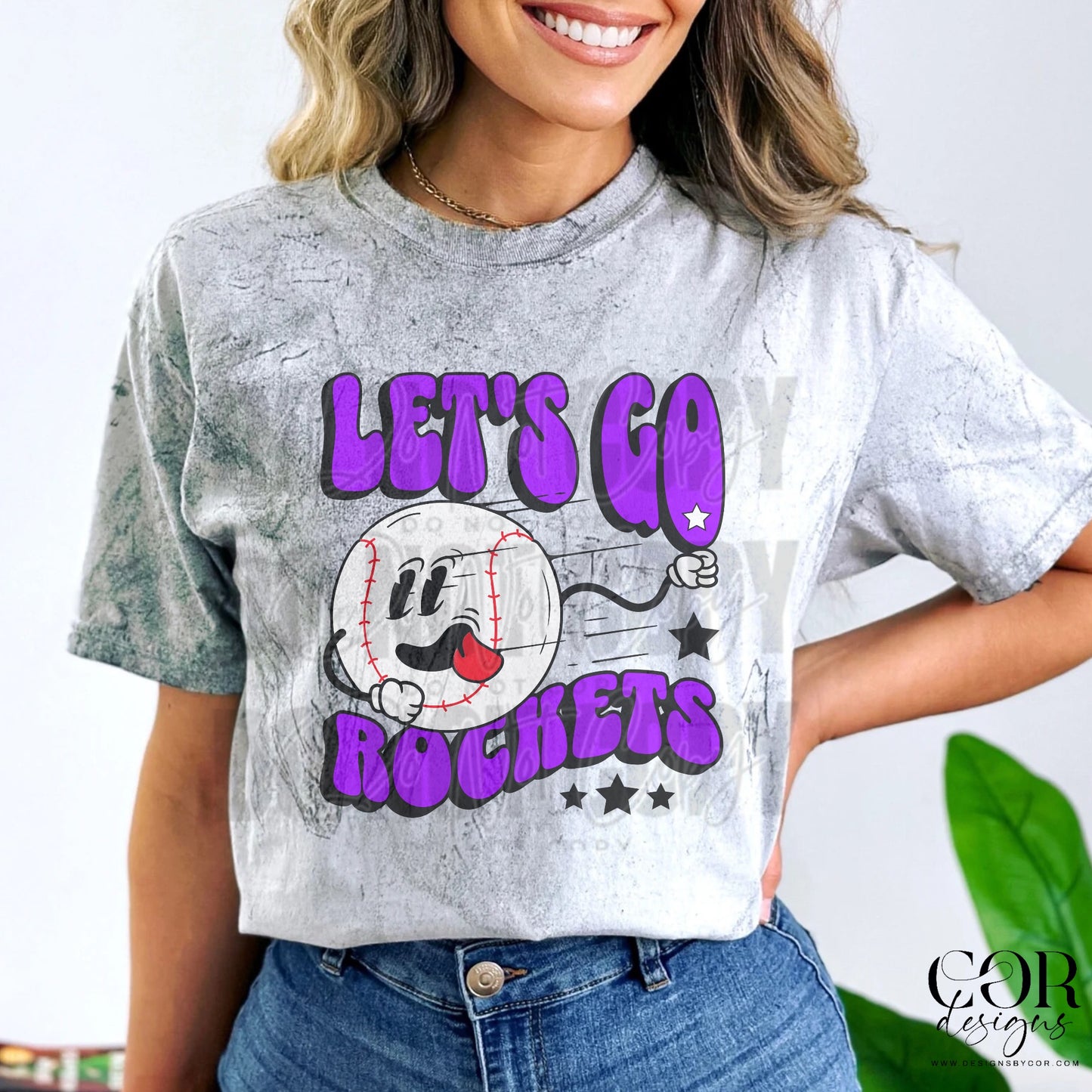 Lets Go Rockets Purple Baseball