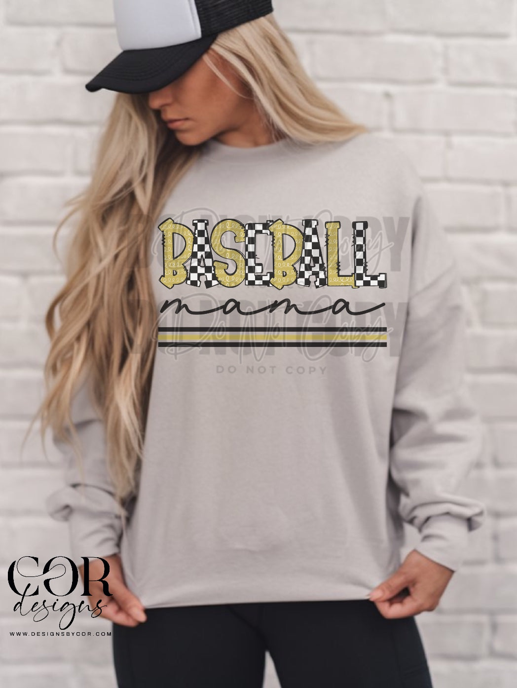 Baseball Mama Checkered And Yellow