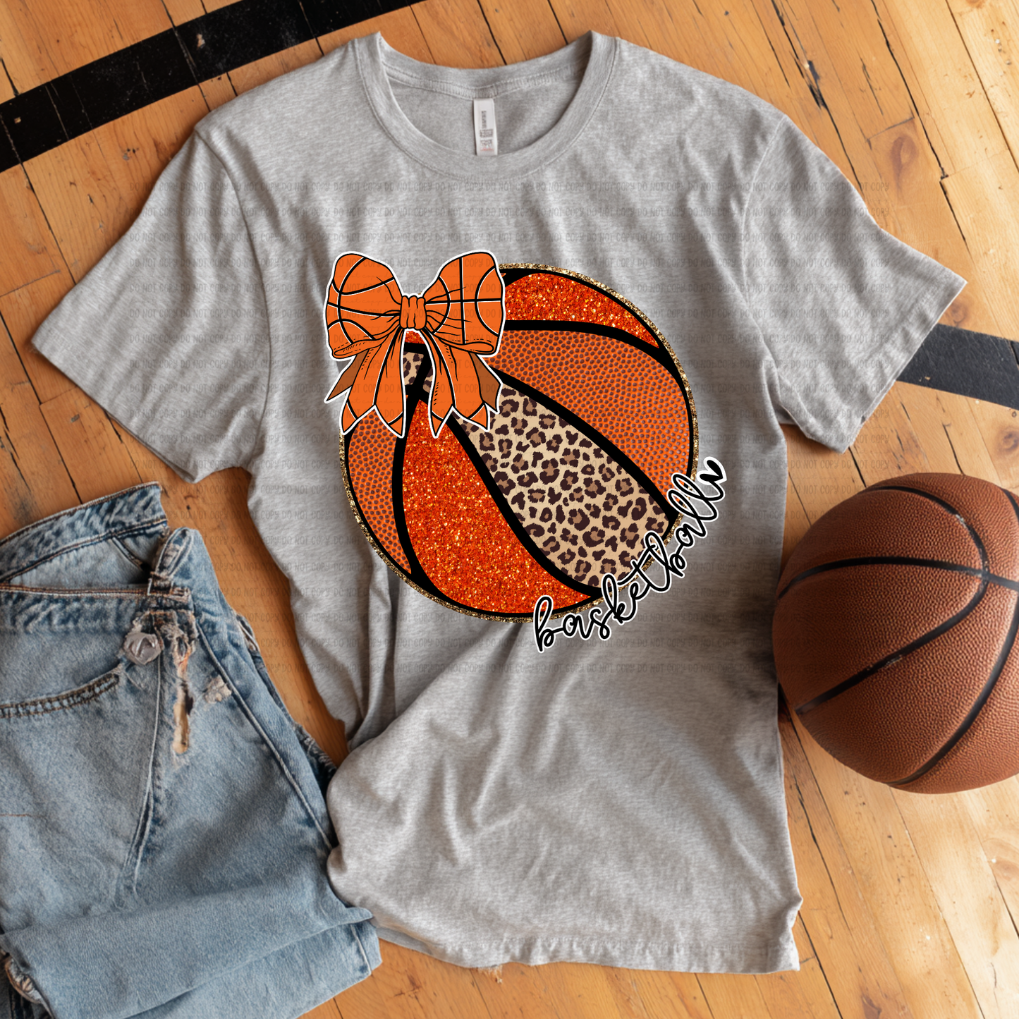 BASKETBALL LEOPARD BOW SCRIPT BOW