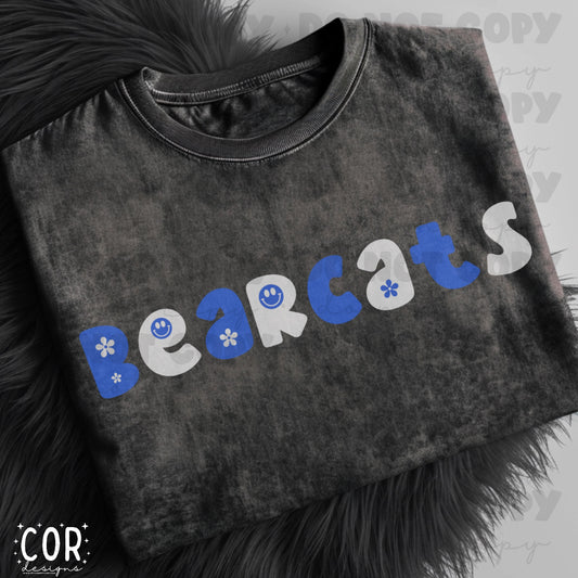 Bearcats Blue And White Flower And Heart Letters