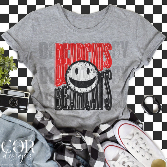 Bearcats Red And Black Smiley Face