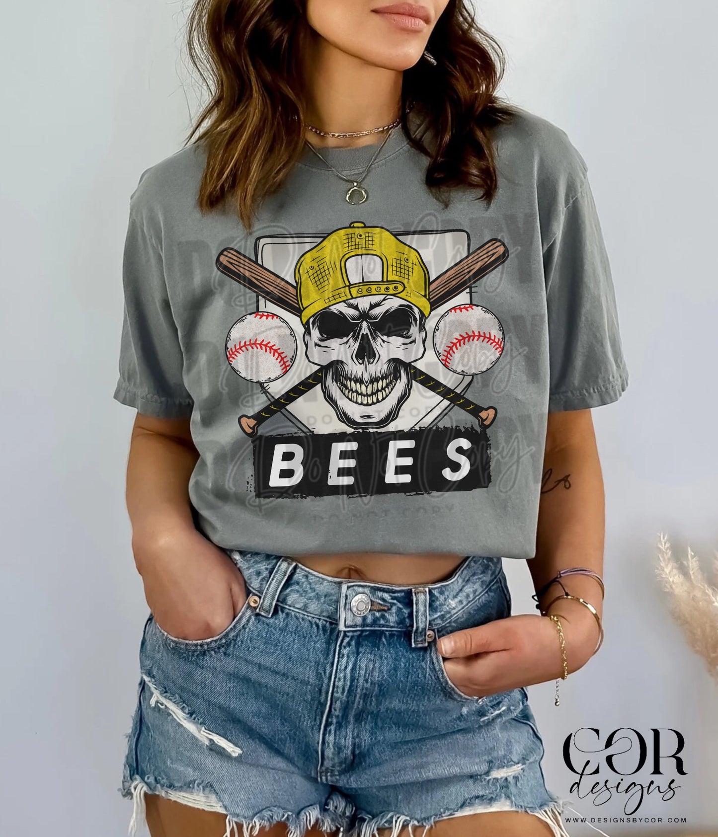 Bees Baseball With Skull