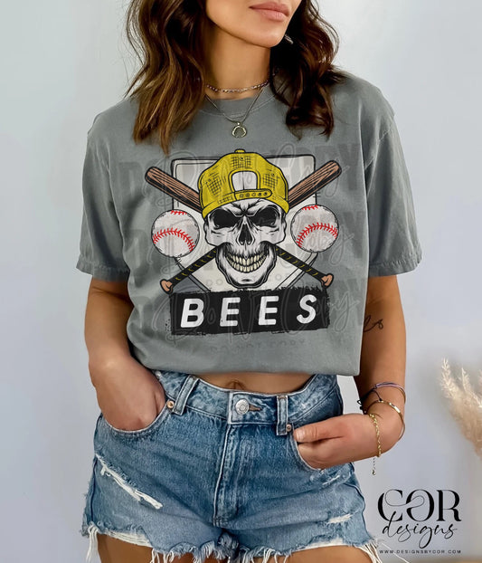 Bees Baseball With Skull