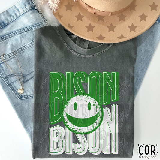 Bison Smiley (green/white)