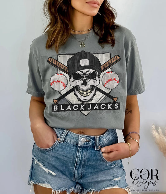 Blackjacks Baseball With Skull