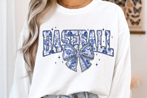 Blue Baseball Coquette Bow