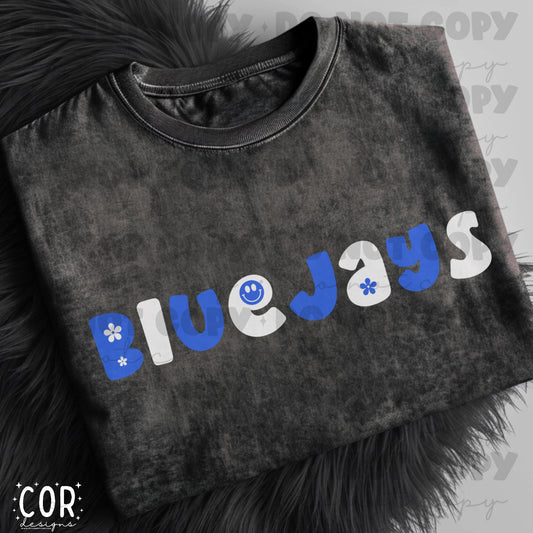 Blue Jays Blue And White Flower And Heart Letters