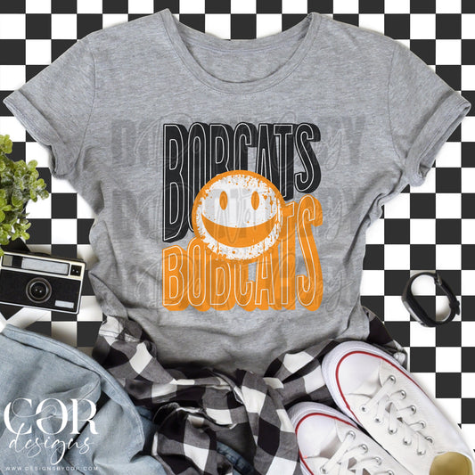 Bobcats Black And Orange Smiley Face