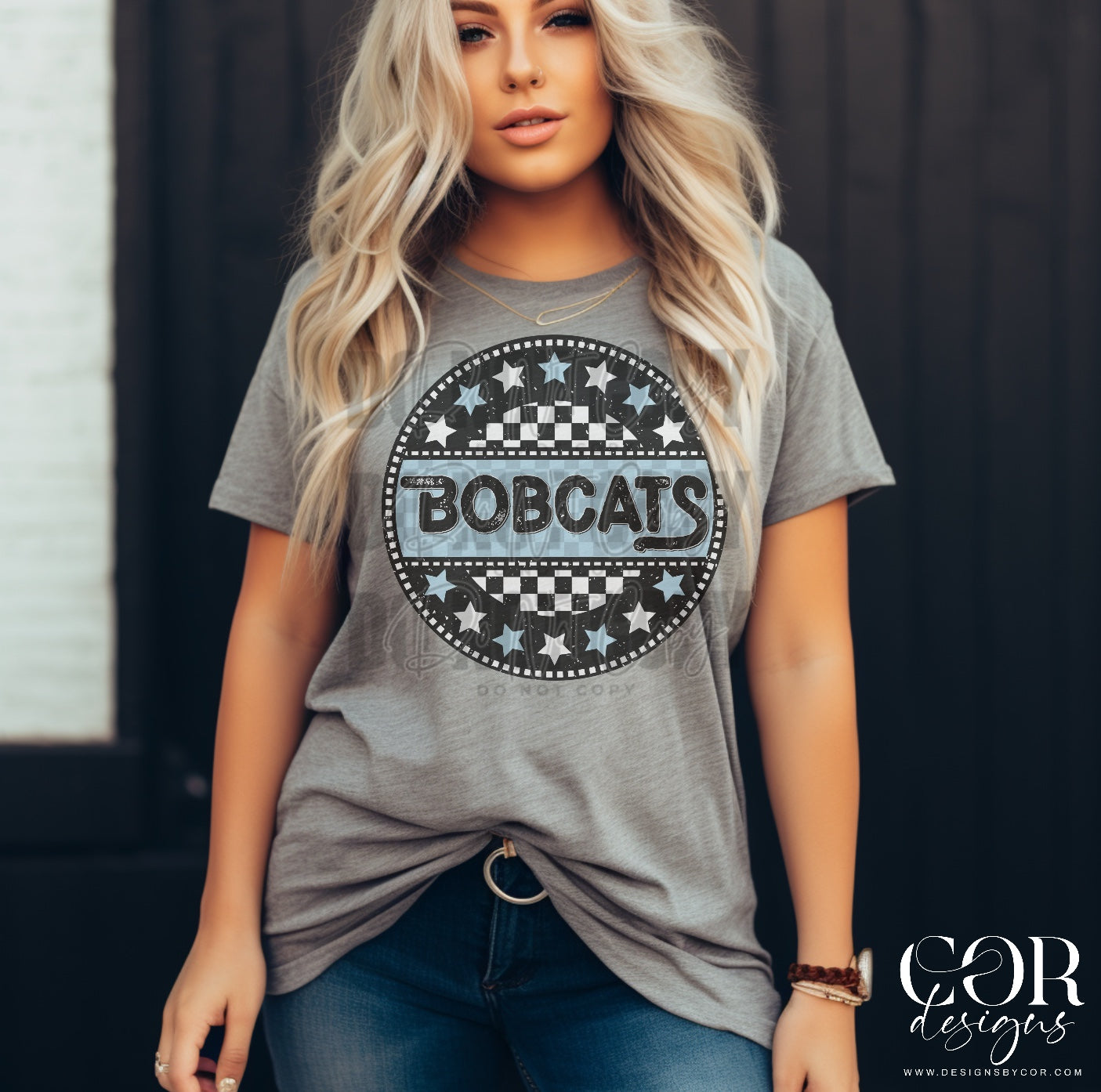 Bobcats Light Blue And White Stars Circle