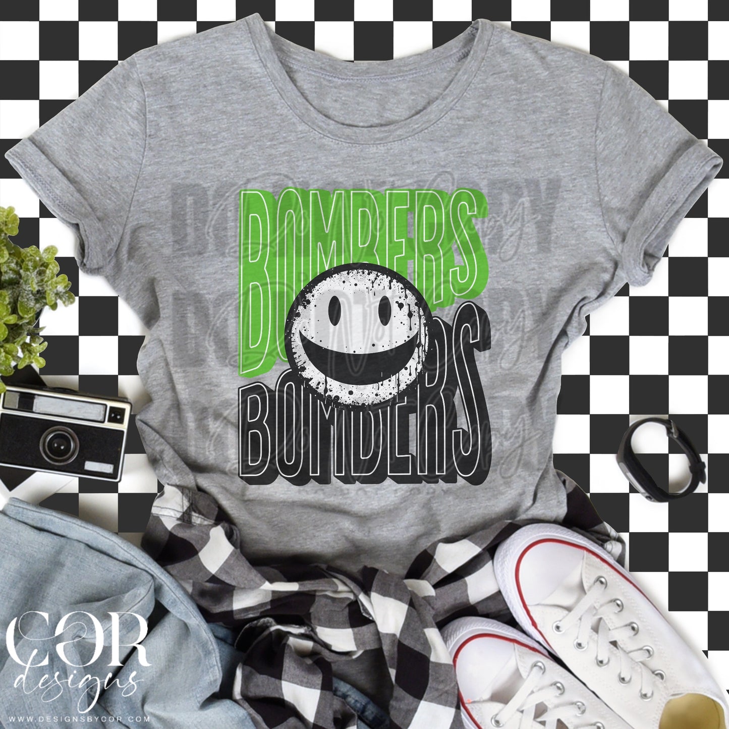 Bombers Green And Black Smiley Face