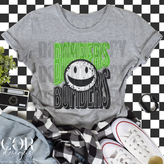 Bombers Green And Black Smiley Face