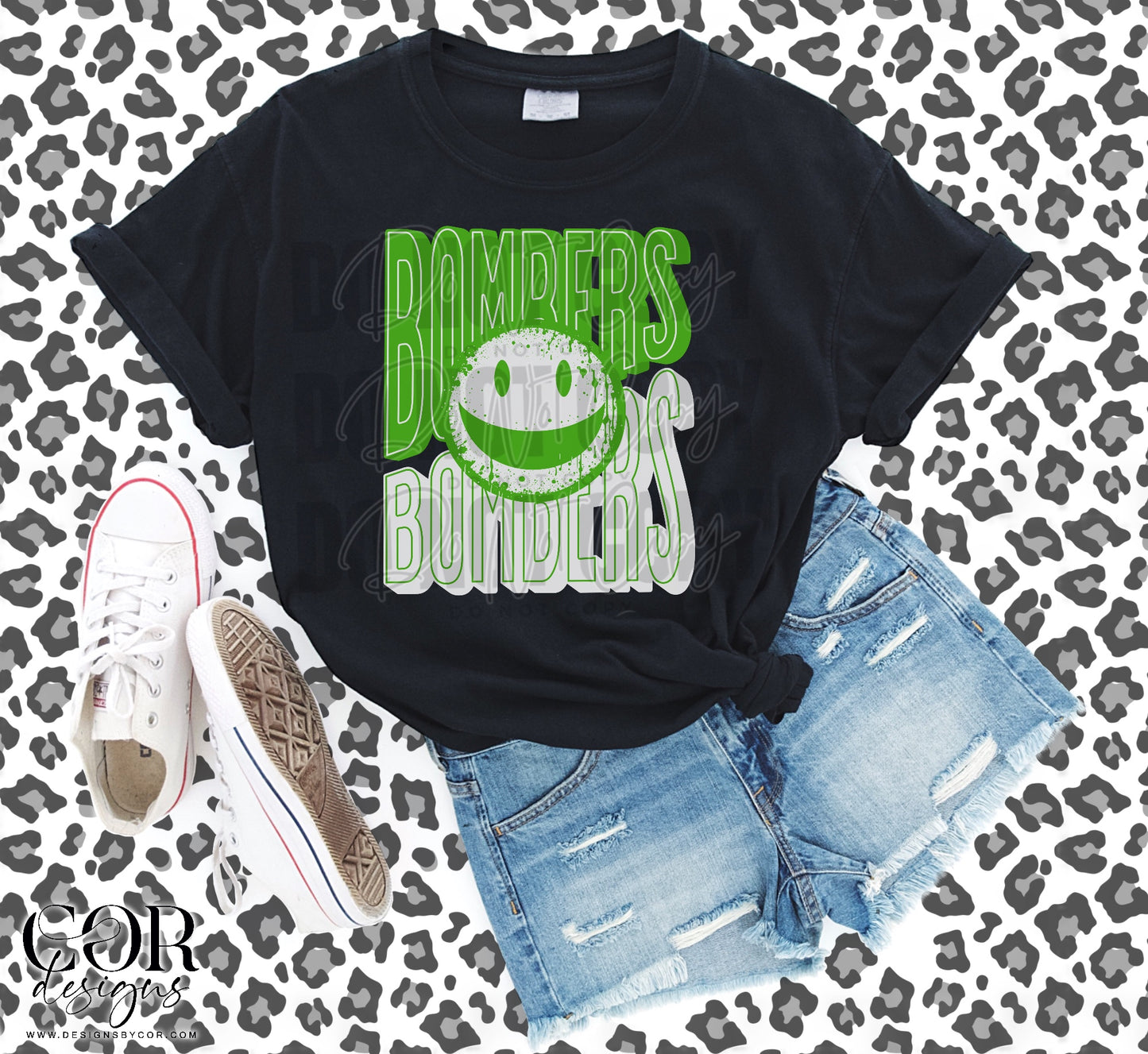 Bombers Green And White Smiley Face