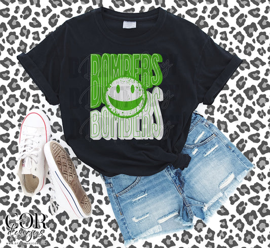 Bombers Green And White Smiley Face