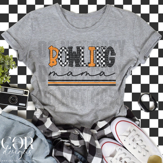Bowling Mama Checkered Orange And Black