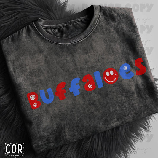 Buffaloes Red And Blue Flowers And Smiley Face Letters