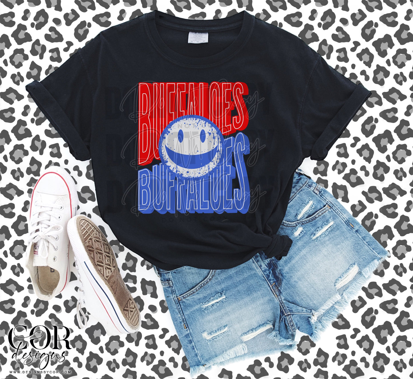 Buffaloes Red And Blue Smiley Face
