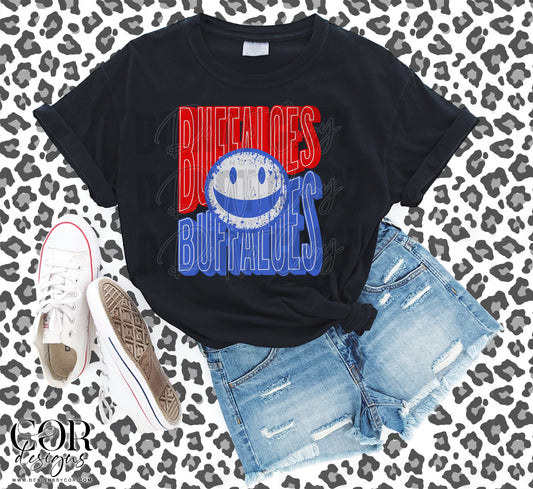 Buffaloes Red And Blue Smiley Face