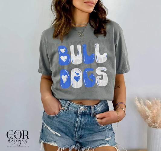 Bulldogs Blue And White Letters