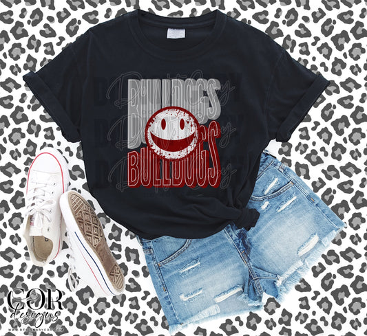 Bulldogs Silver And Maroon Smiley Face