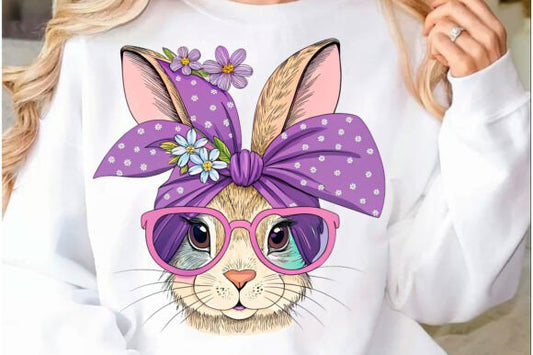 Bunny Rabbit Glasses And Bow Purple