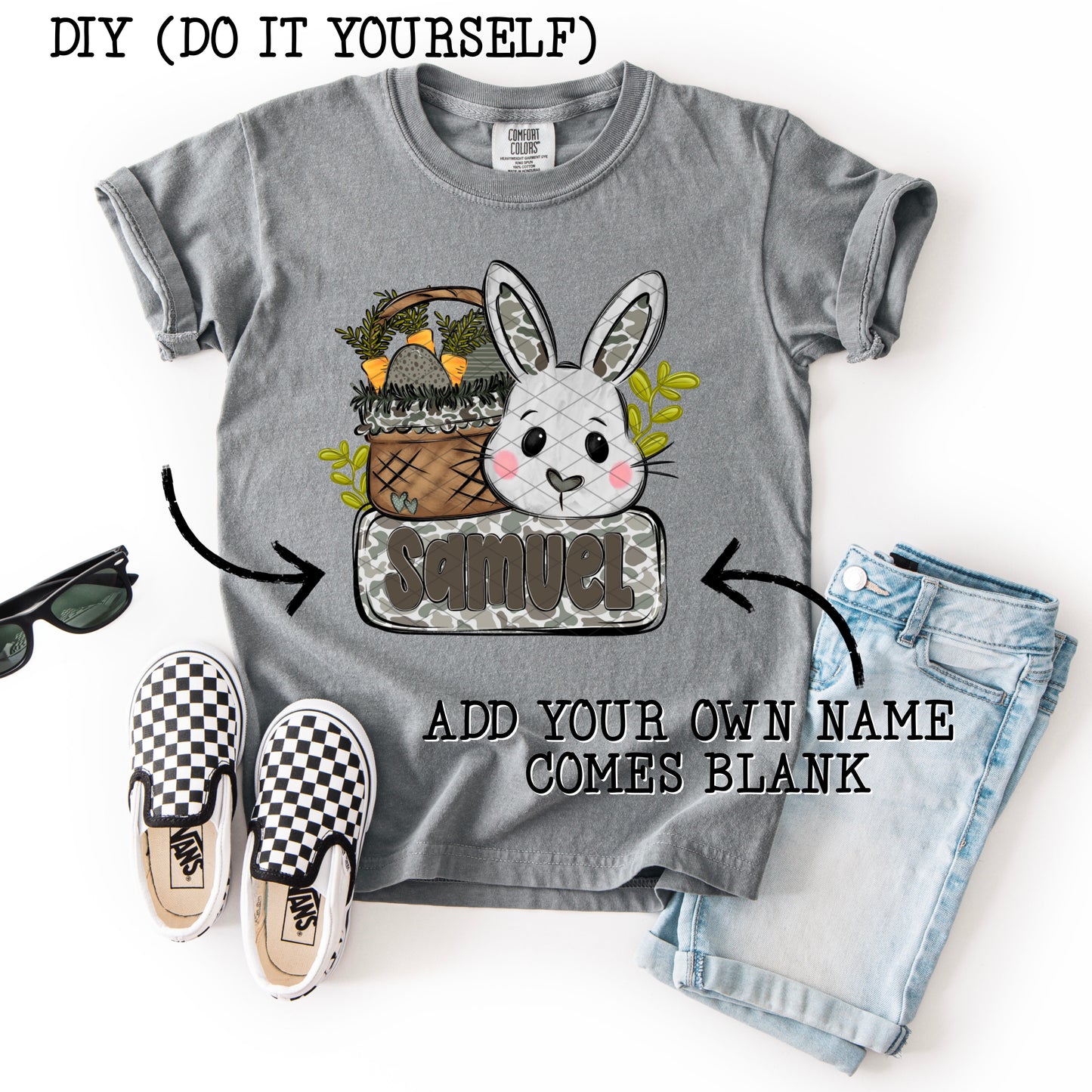 CUSTOM NAME CAMO EASTER BUNNY