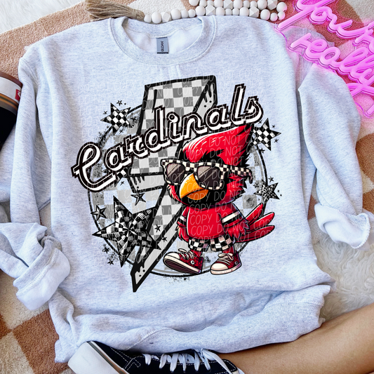Cardinals Checkered Lightning Bolt