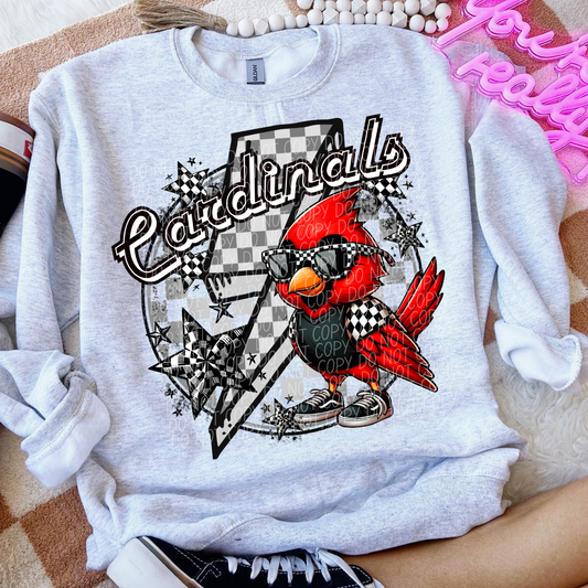 Cardinals Checkered Lightning Bolt Red