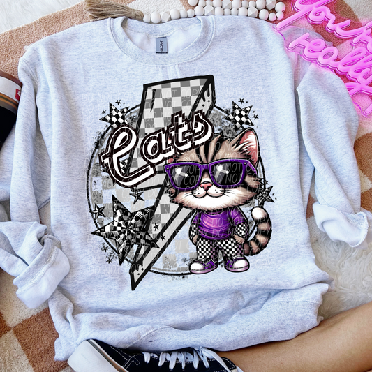 Cats Checkered Lightning Bolt