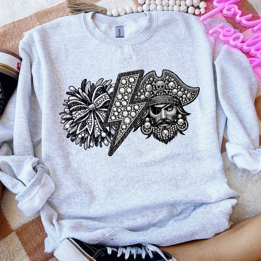 Pirates Cheer Sequined Silver