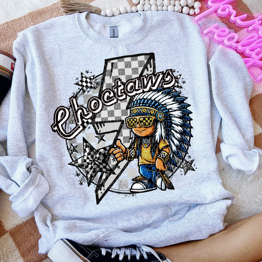 Choctaw Checkered Lightning Bolt Blue