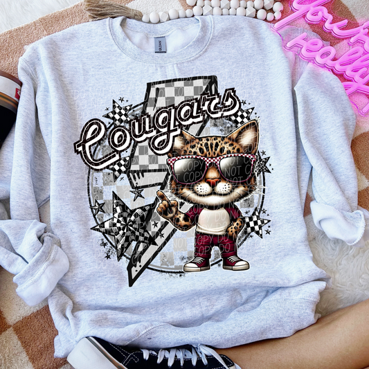 Cougars Checkered Lightning Bolt