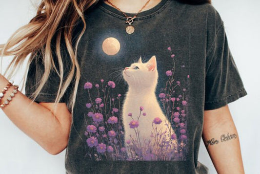 Cat With Purple Flowers