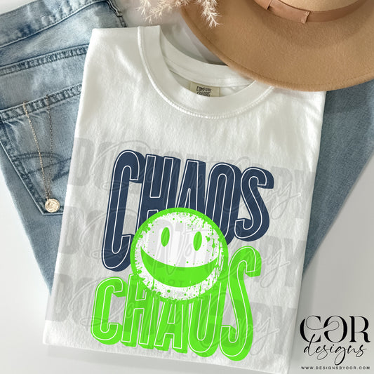 Chaos Blue And Bright Green Smiley Face