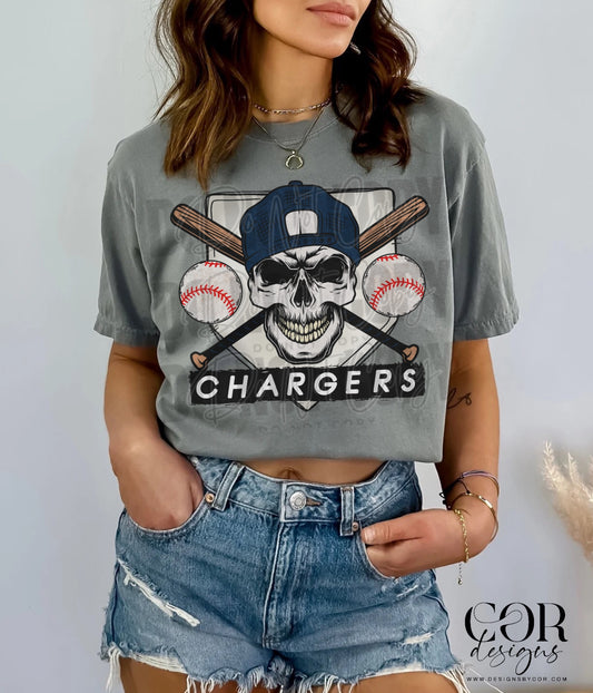 Chargers Navy Blue Baseball With Skull
