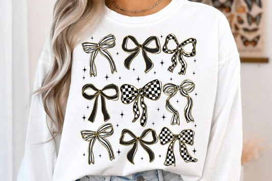 Black And White Checkered Bows