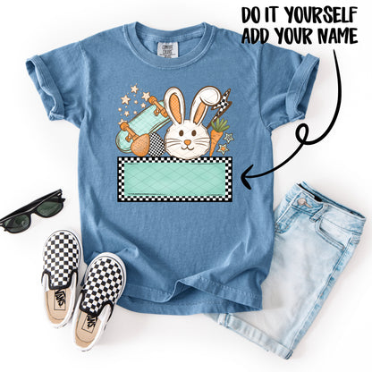 CUSTOM NAME CHECKERED BOY EASTER BUNNY