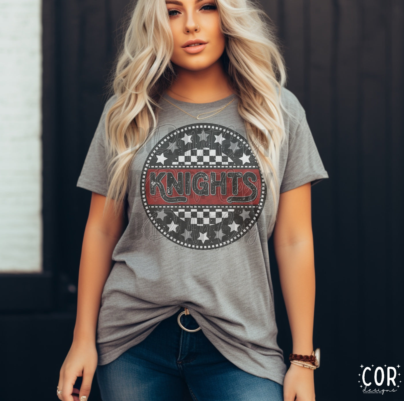 Knights Maroon White And Silver Stars With Checkered Circle