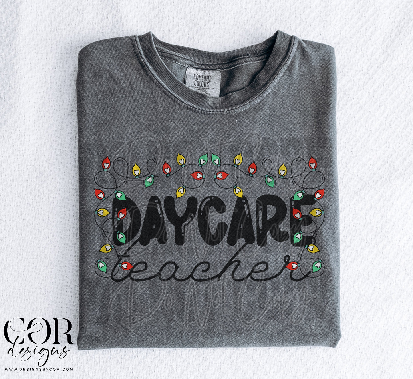 Daycare Teacher With Christmas Lights