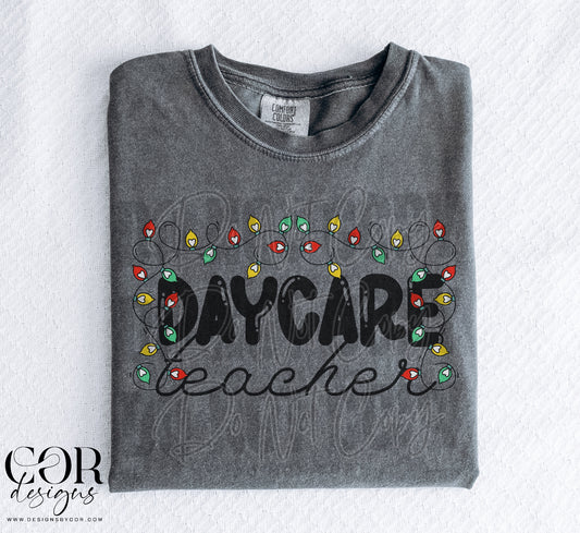 Daycare Teacher With Christmas Lights