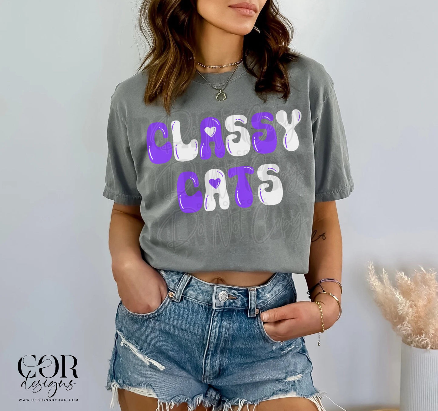 Classy Cats Purple And White Heart Letters