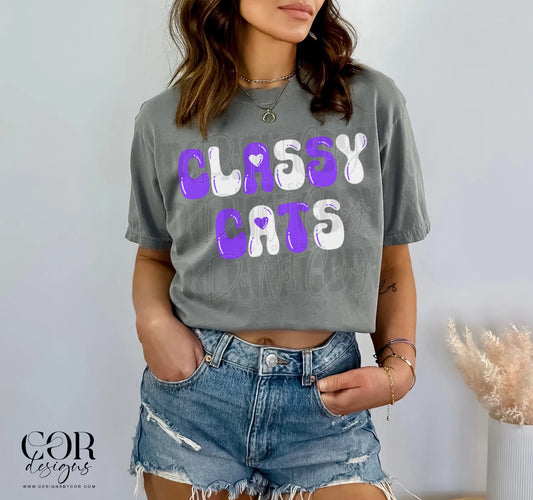 Classy Cats Purple And White Heart Letters