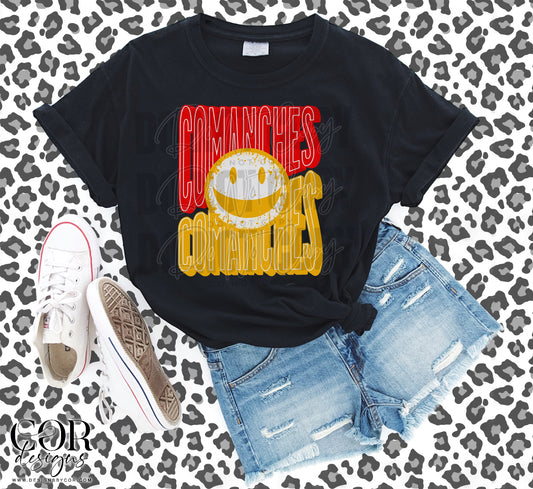Comanches Red And Yellow Smiley Face