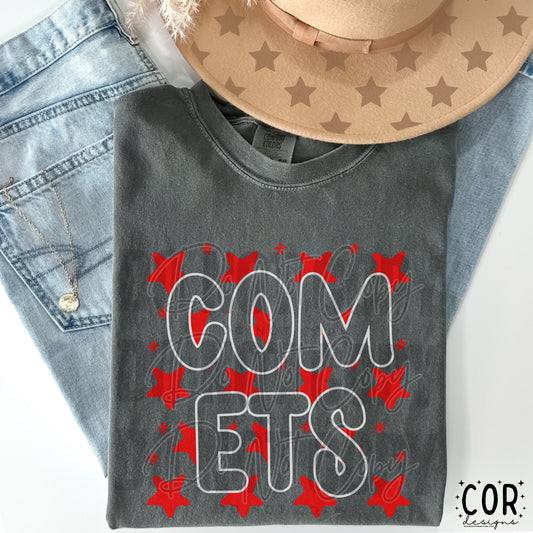 Comets White And Red Stars