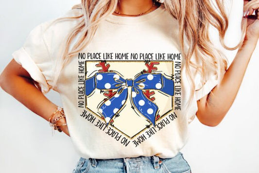Baseball Plate Bow No Place like home